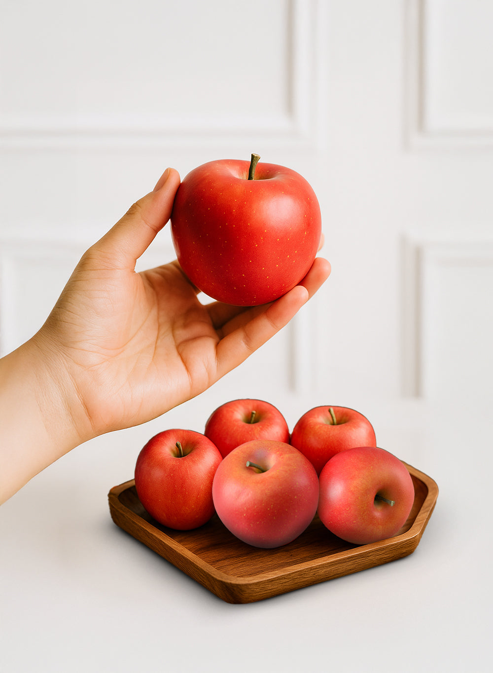 Faux Red Apple, 3" Diameter & 2.5" Tall, Pack of 5