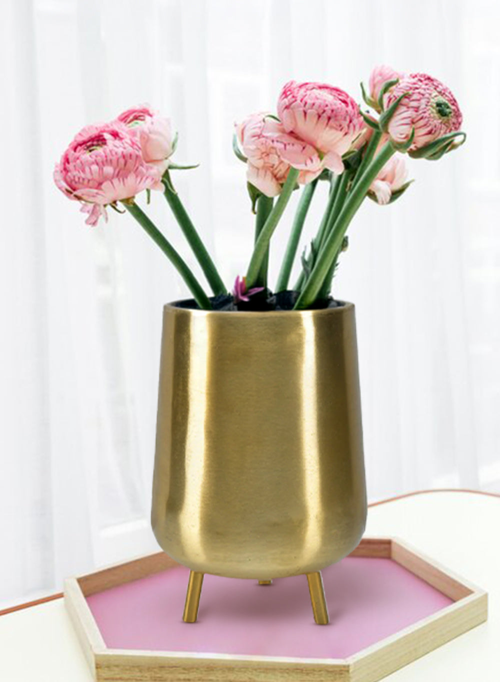 8" Gold Three Footed Planter