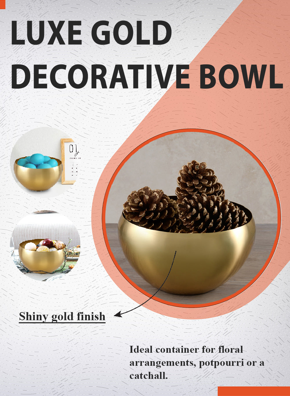Decorative Shiny Luxe Gold Bowl Collection