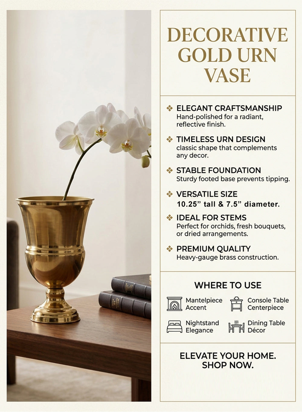 Decorative Gold Urn Vase Collection