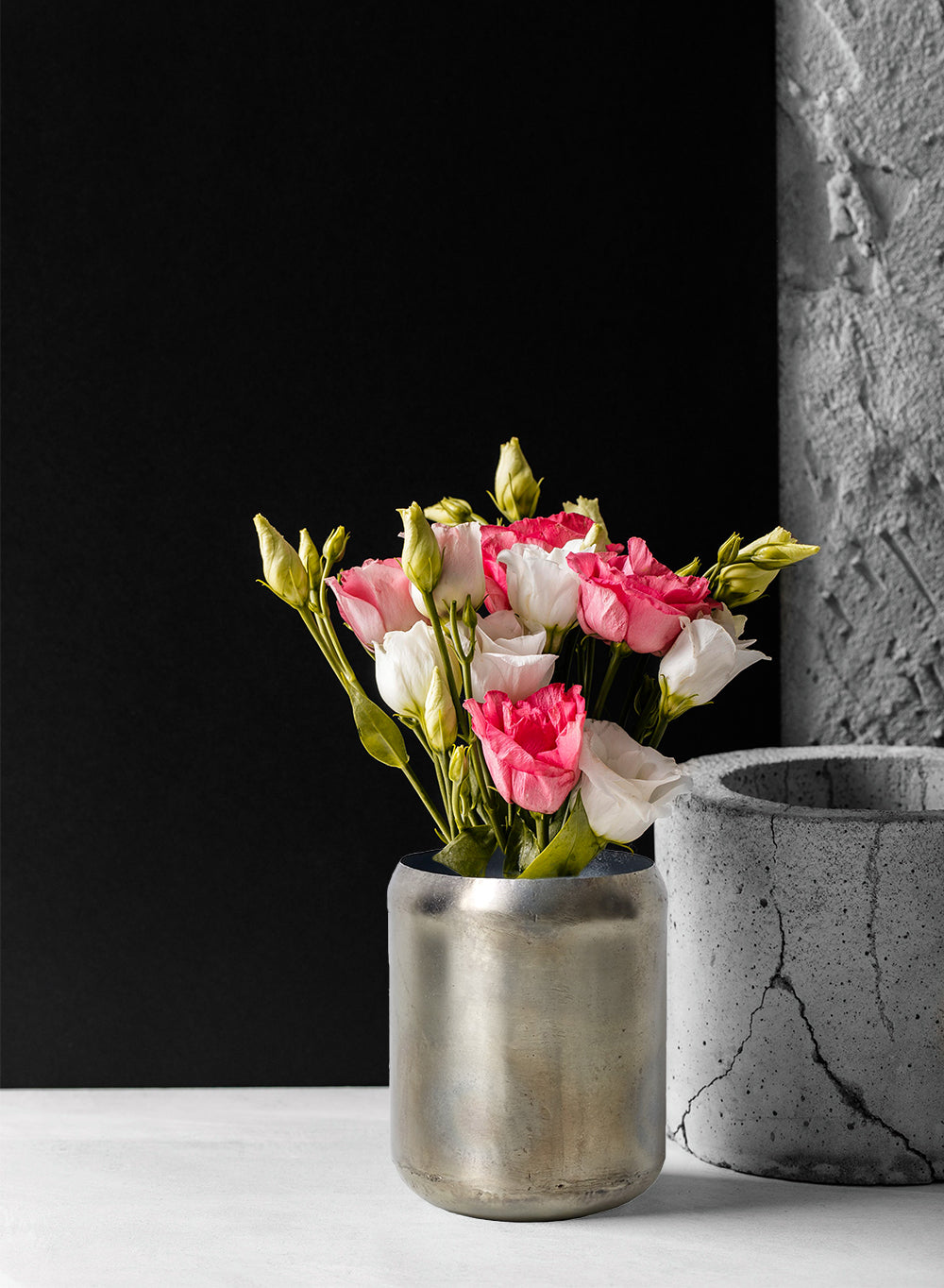 Modern Iron Cylinder Vase, 4.5" Diameter & 5.75" Tall