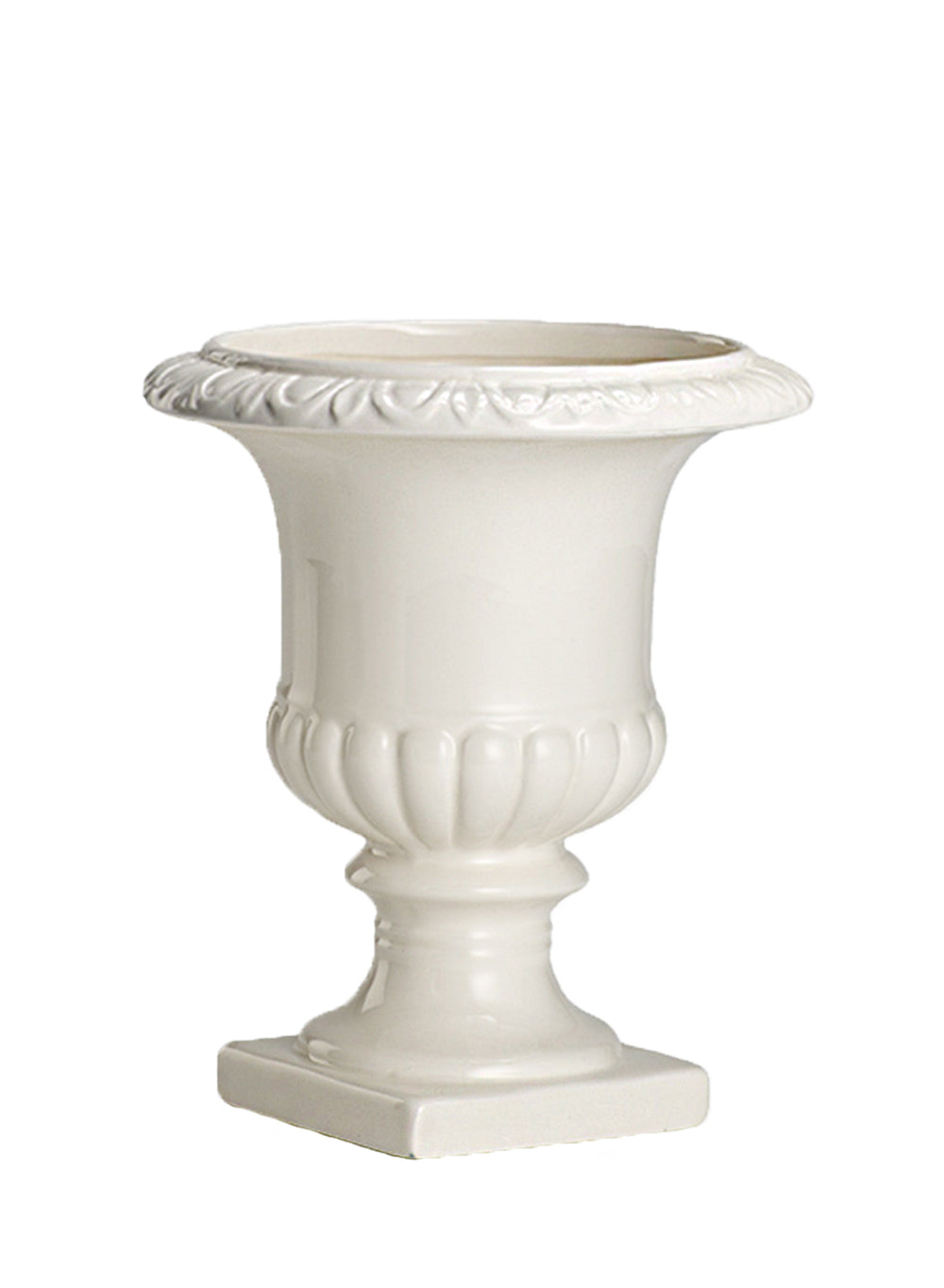 White Ceramic Pedestal Urn Vase - in 3 Sizes