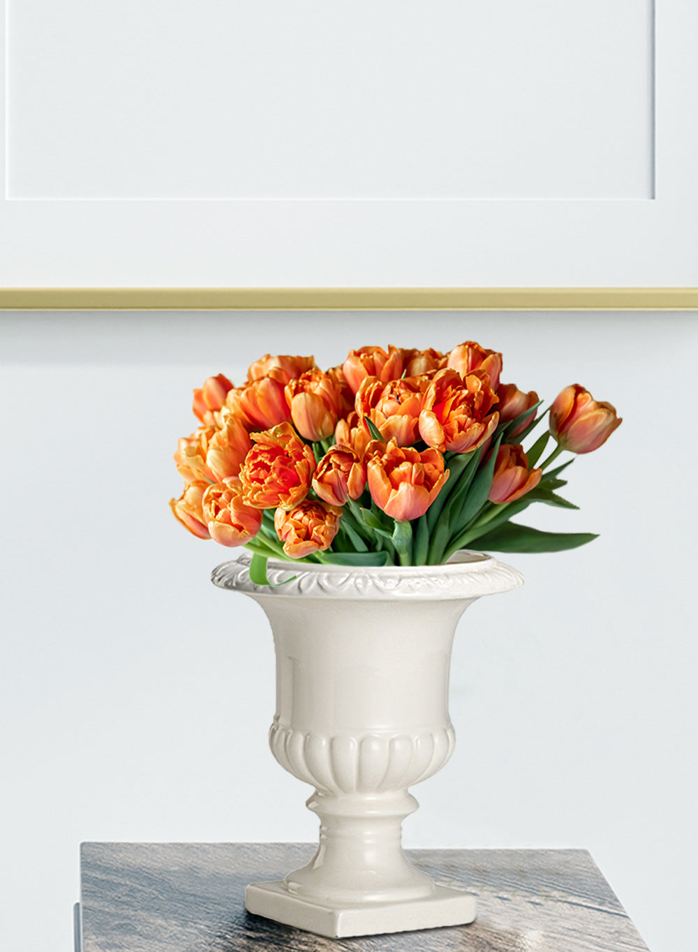 White Ceramic Pedestal Urn Vase - in 3 Sizes