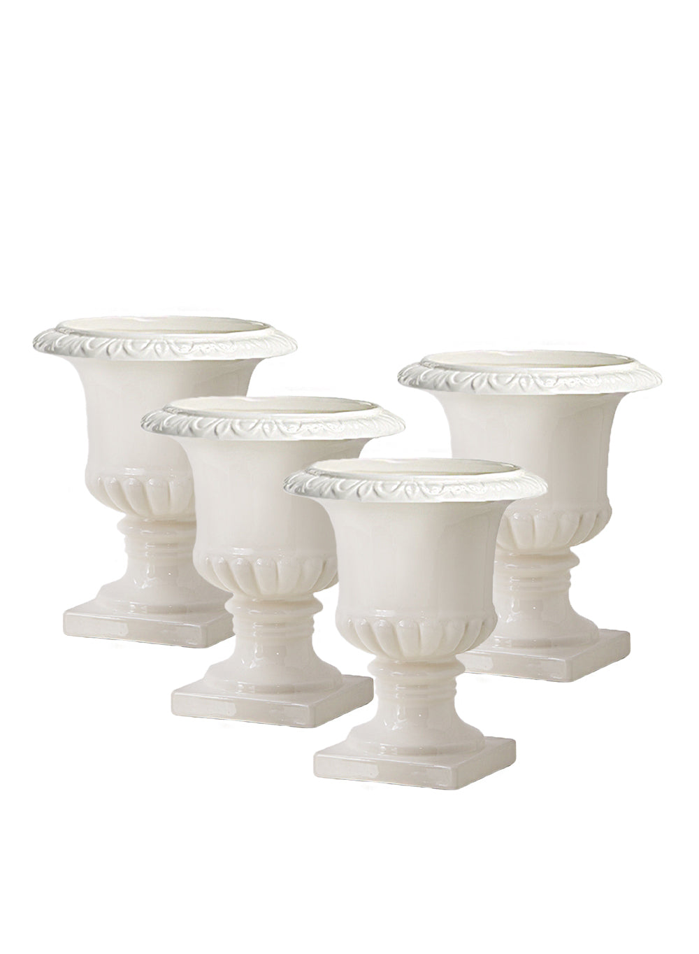White Ceramic Pedestal Urn Vase - in 3 Sizes