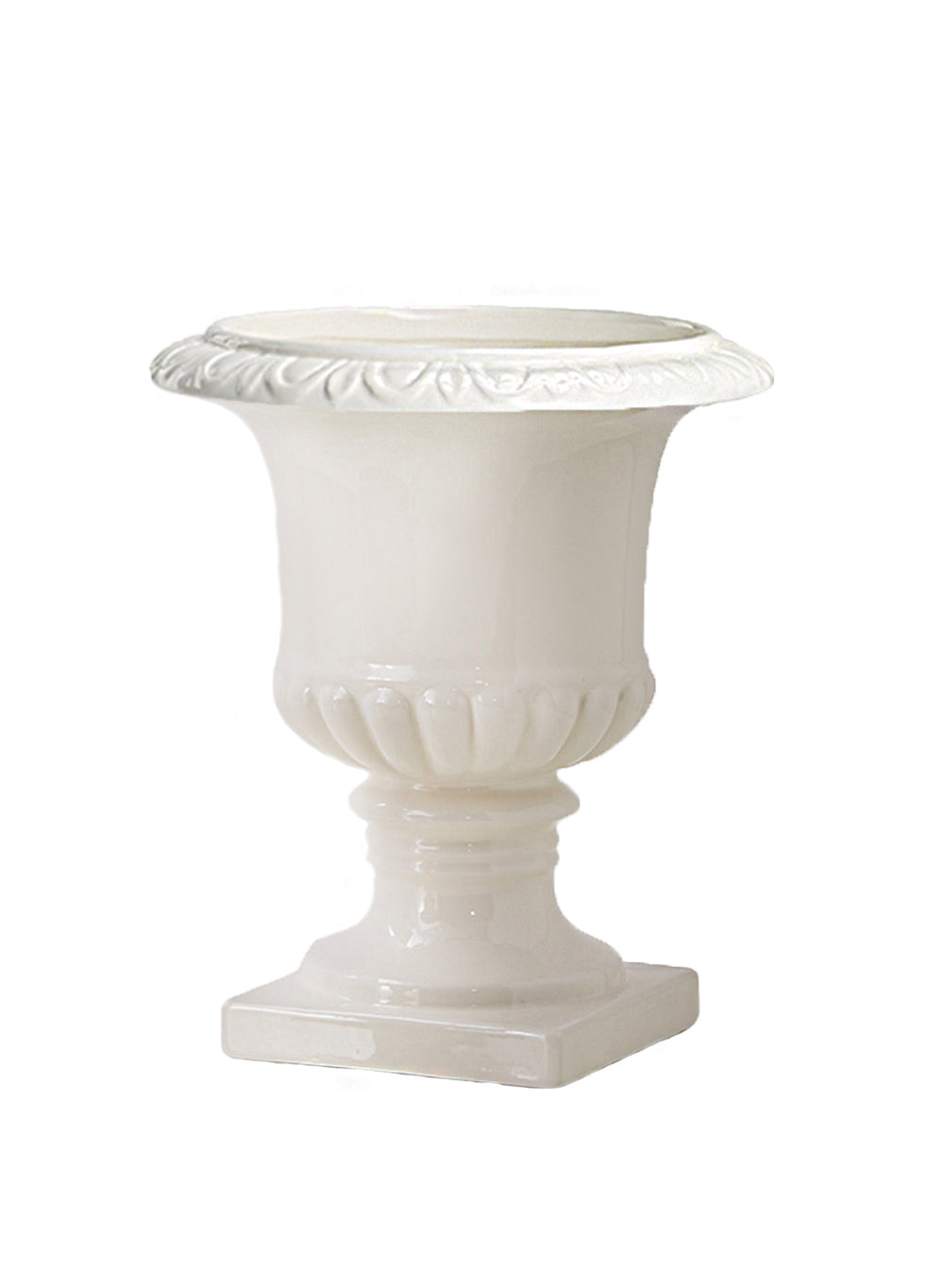 White Ceramic Pedestal Urn Vase - in 3 Sizes