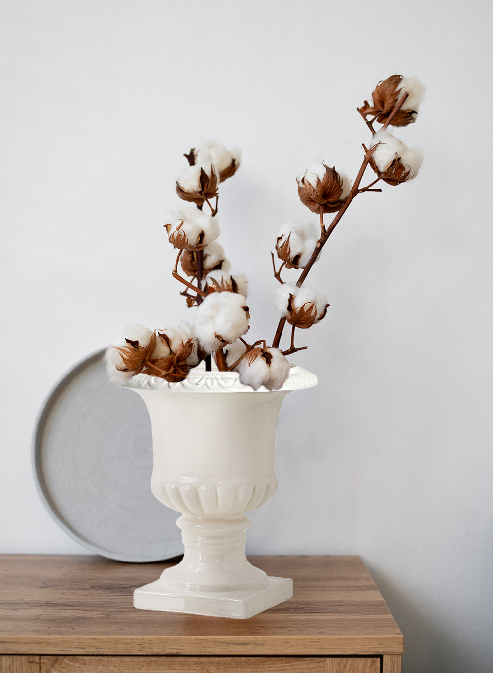 White Ceramic Pedestal Urn Vase - in 3 Sizes