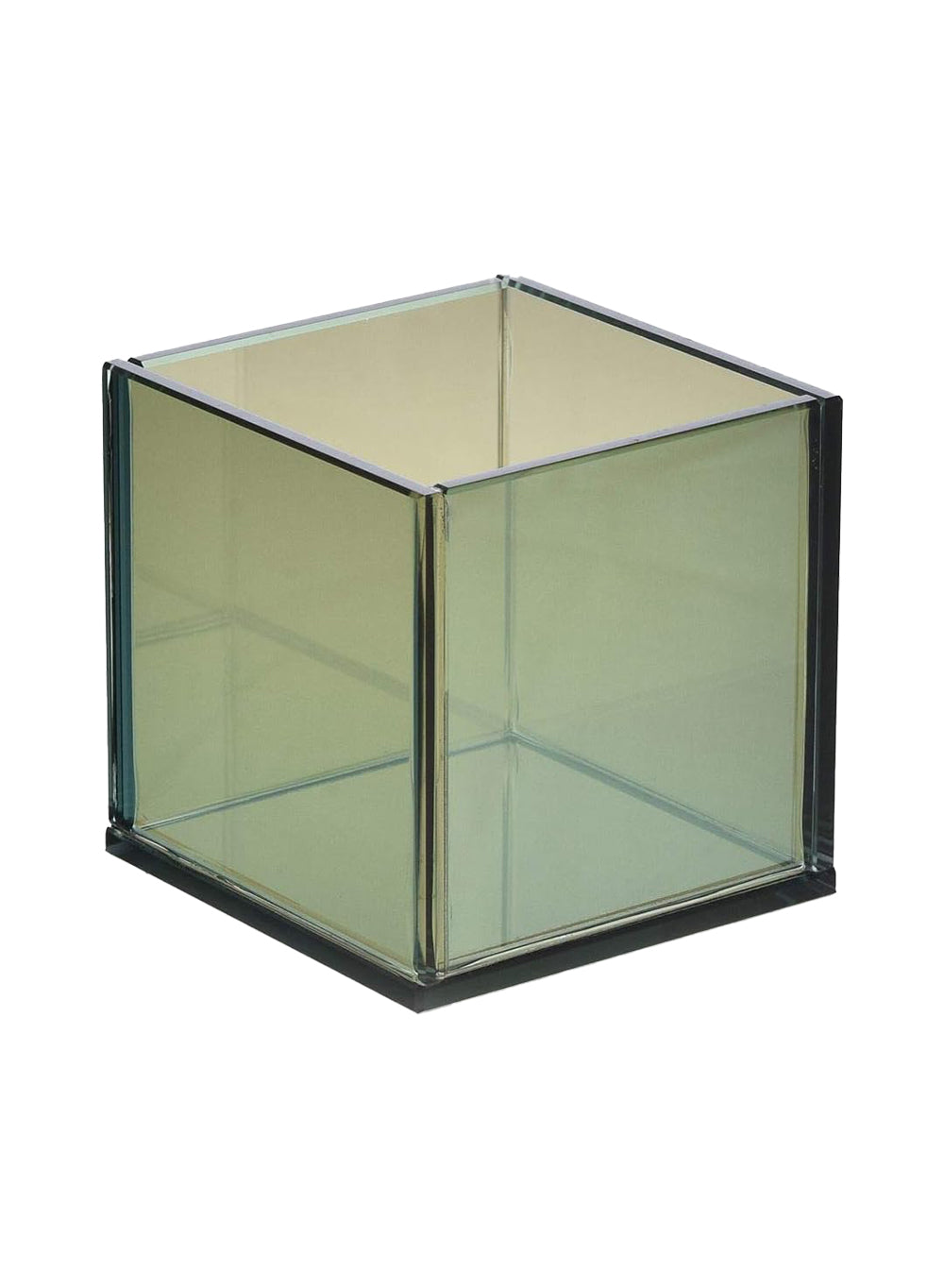 Serene Spaces Living Bluish Green Glass Cube Tea Light Holder, Reflective Mirror Effect, Measures 3" Cube