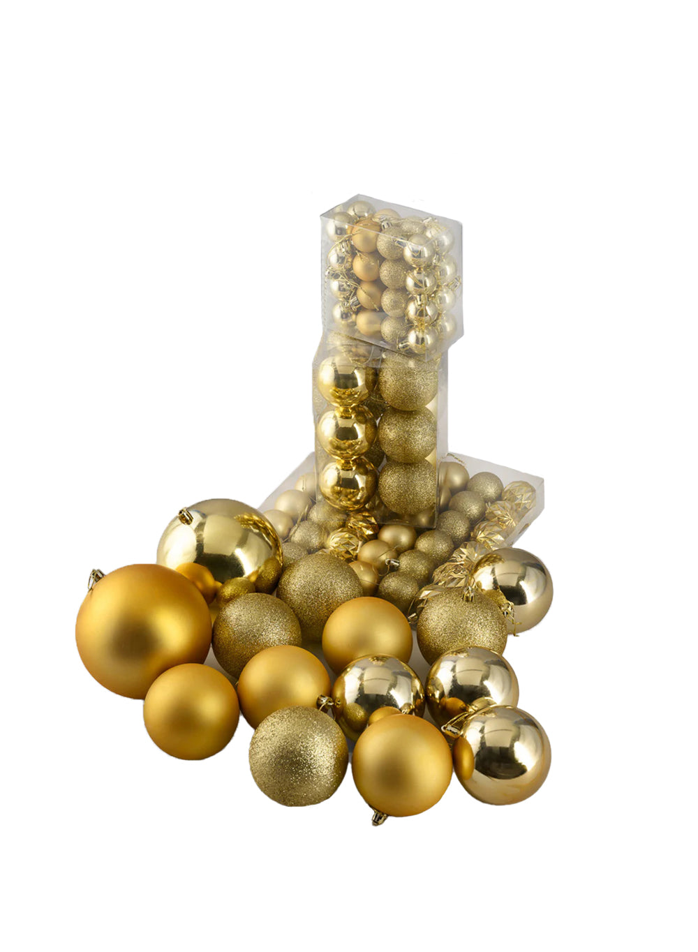 Mixed Gold Plastic Holiday Ornaments, Pack of 94