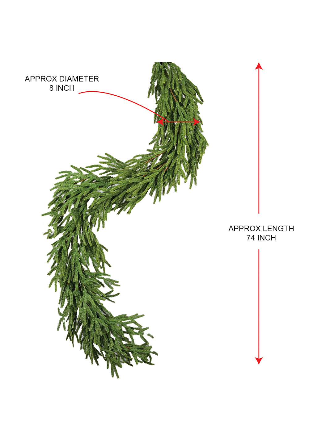 74" Evergreen Faux Pine Garland