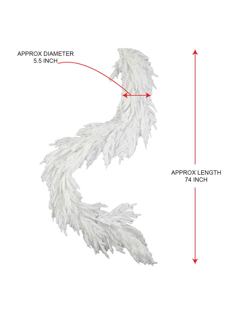 74" Snowy White Feathered Pine Garland
