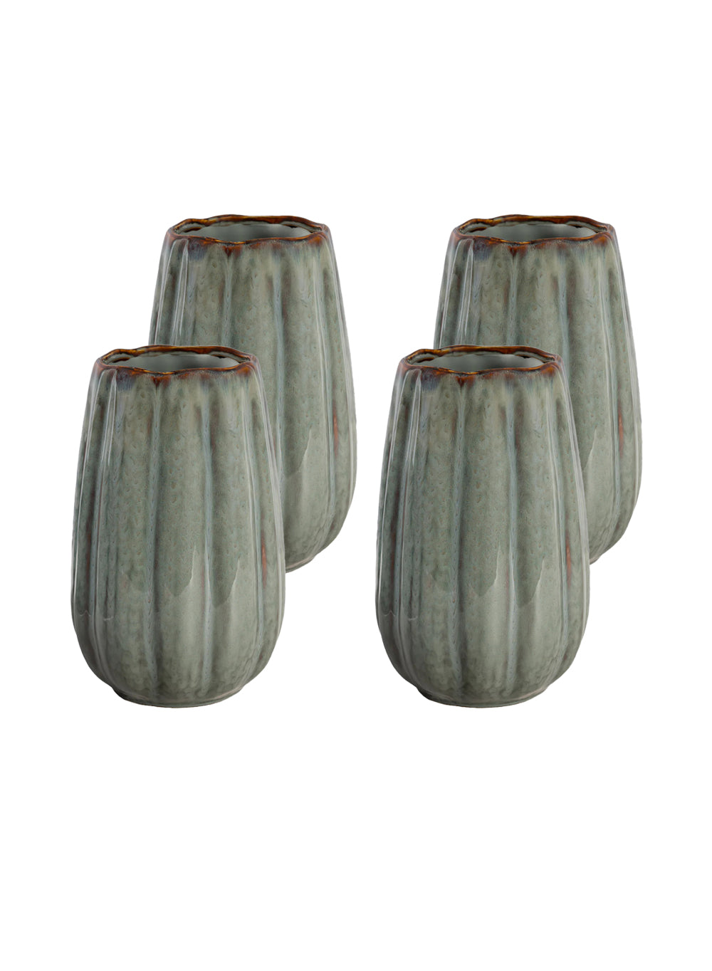 Mistvale Gray Fluted Ceramic Vase