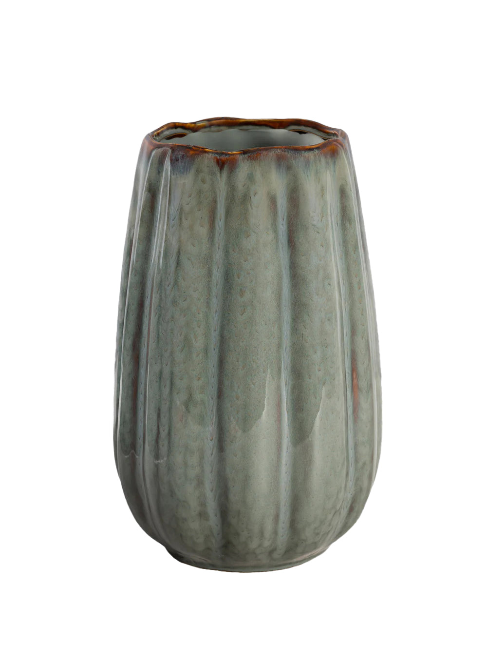 Mistvale Gray Fluted Ceramic Vase