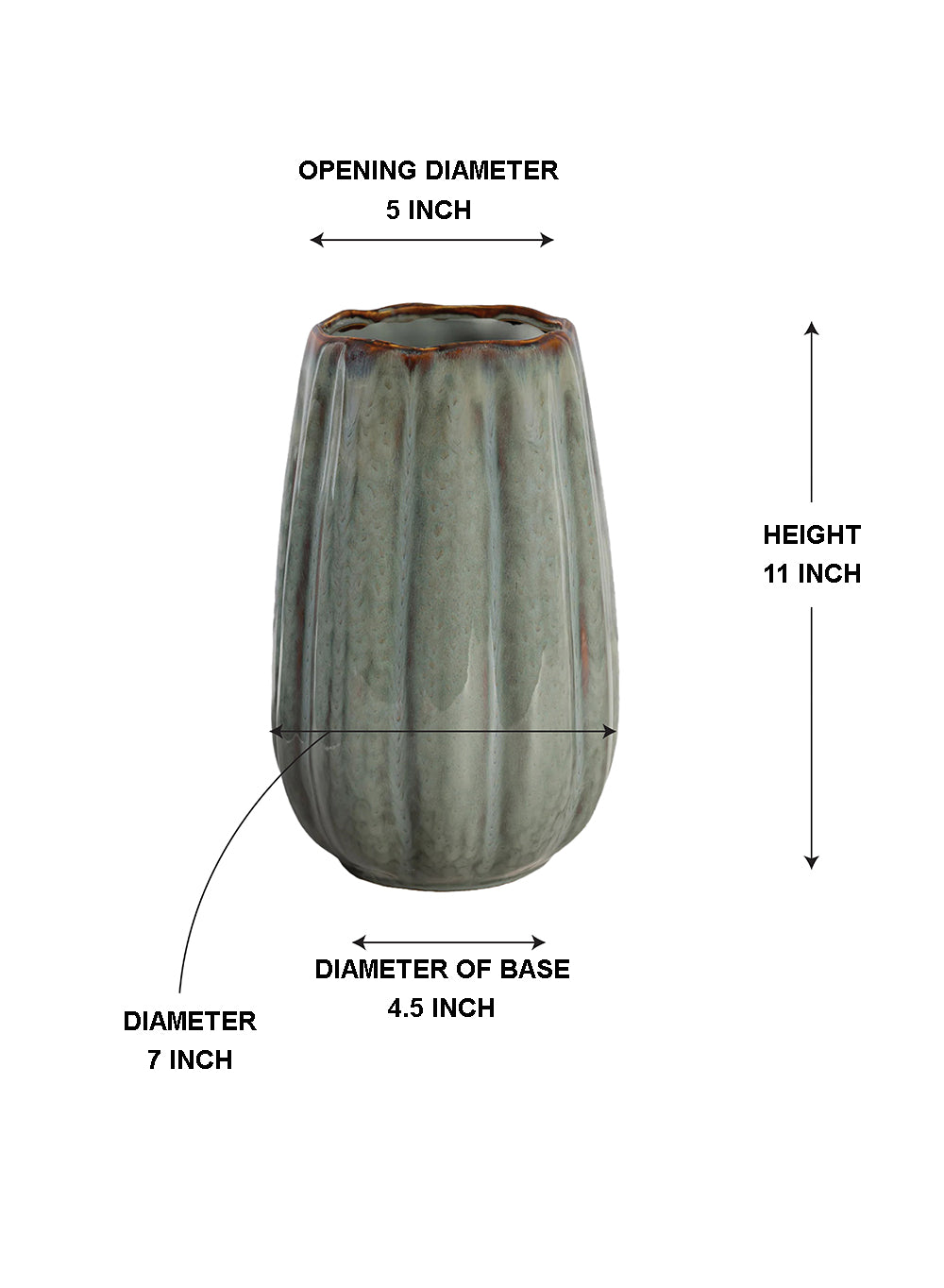 Mistvale Gray Fluted Ceramic Vase