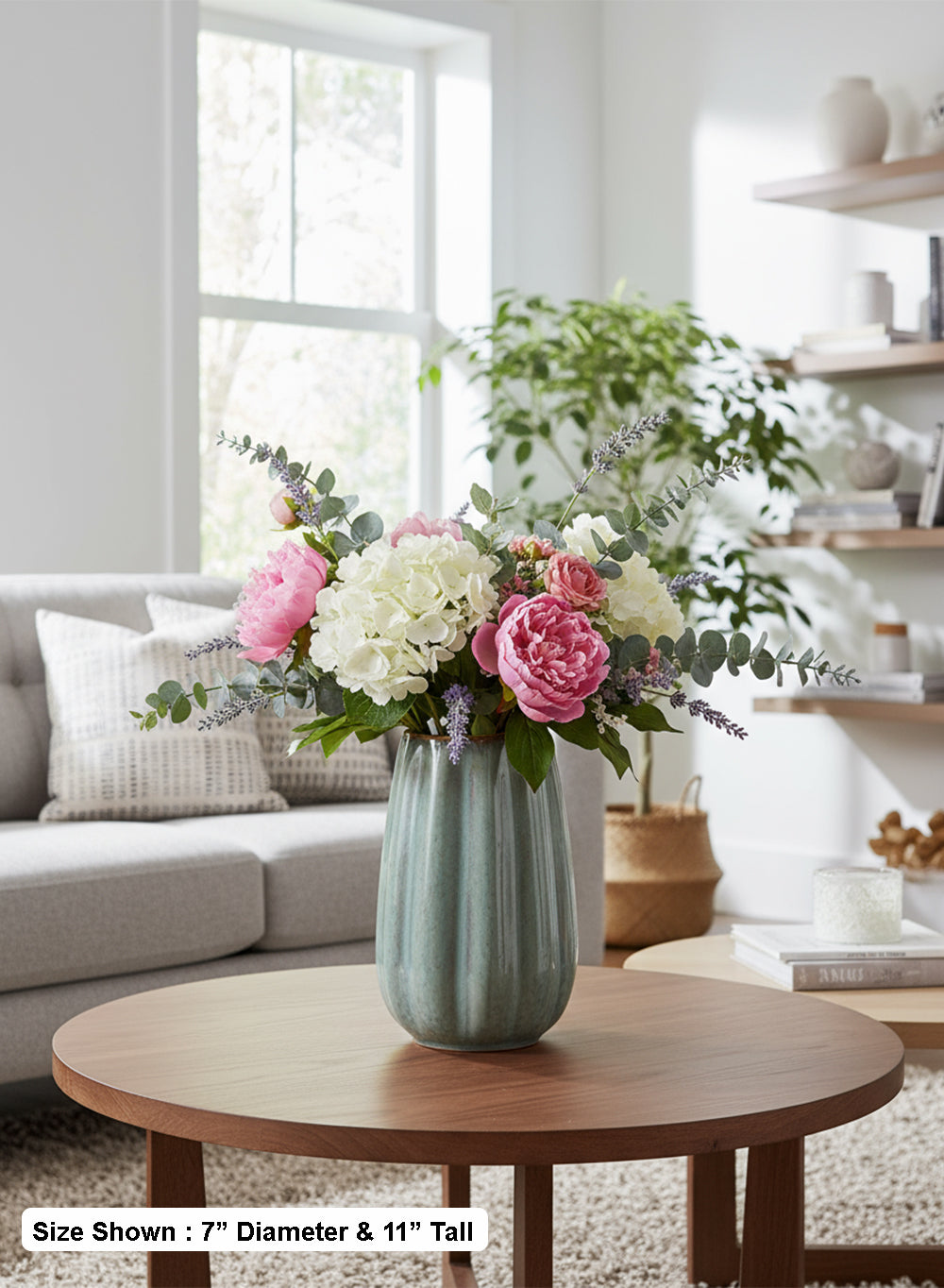 Mistvale Gray Fluted Ceramic Vase