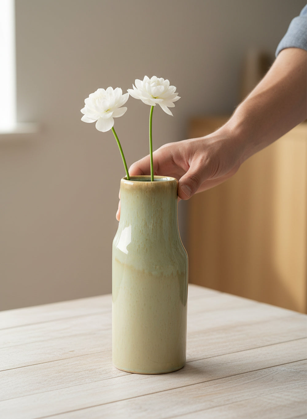 Elora Glazed Ceramic Cylinder Vase Collection
