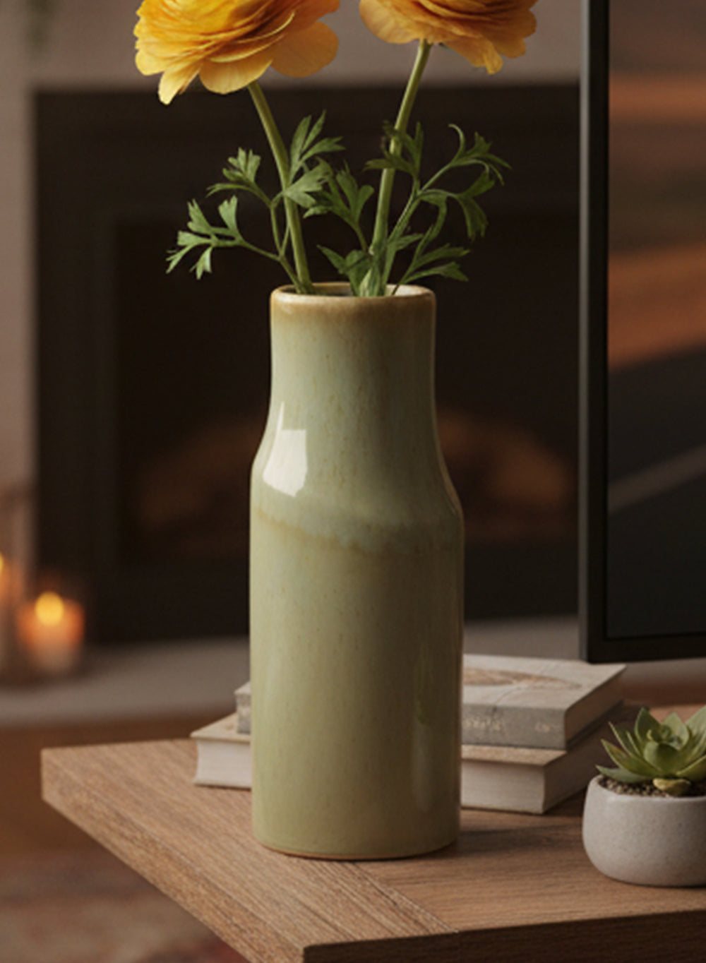 Elora Glazed Ceramic Cylinder Vase Collection
