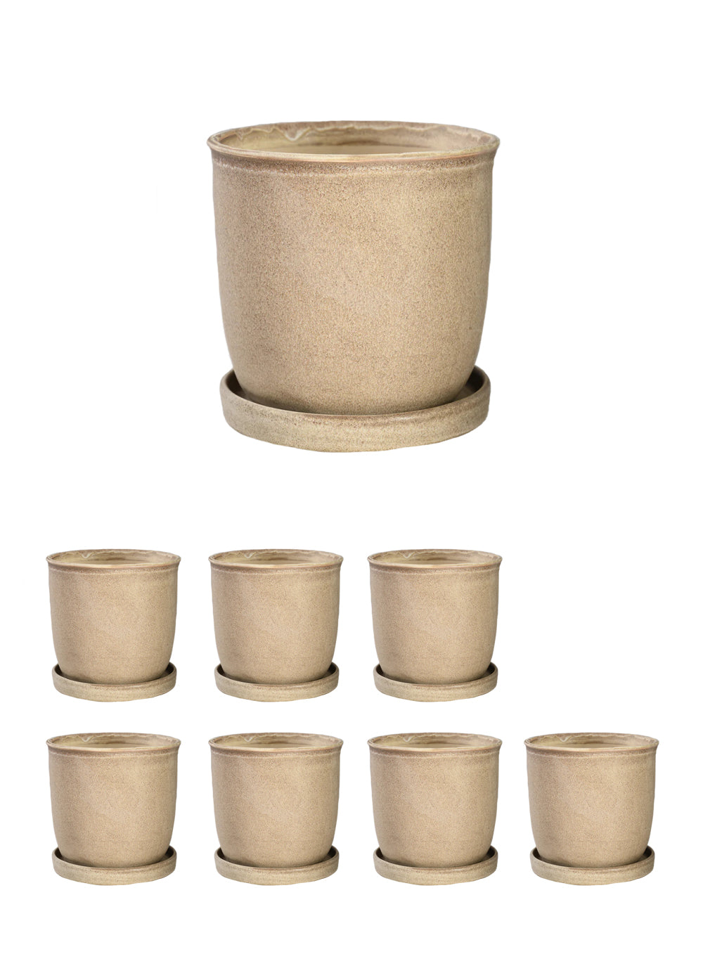 Ceramic Planter with Saucer, Available in 2 Sizes and Colors