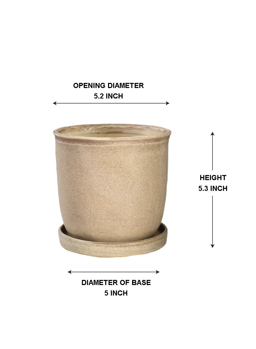 Ceramic Planter with Saucer, Available in 2 Sizes and Colors