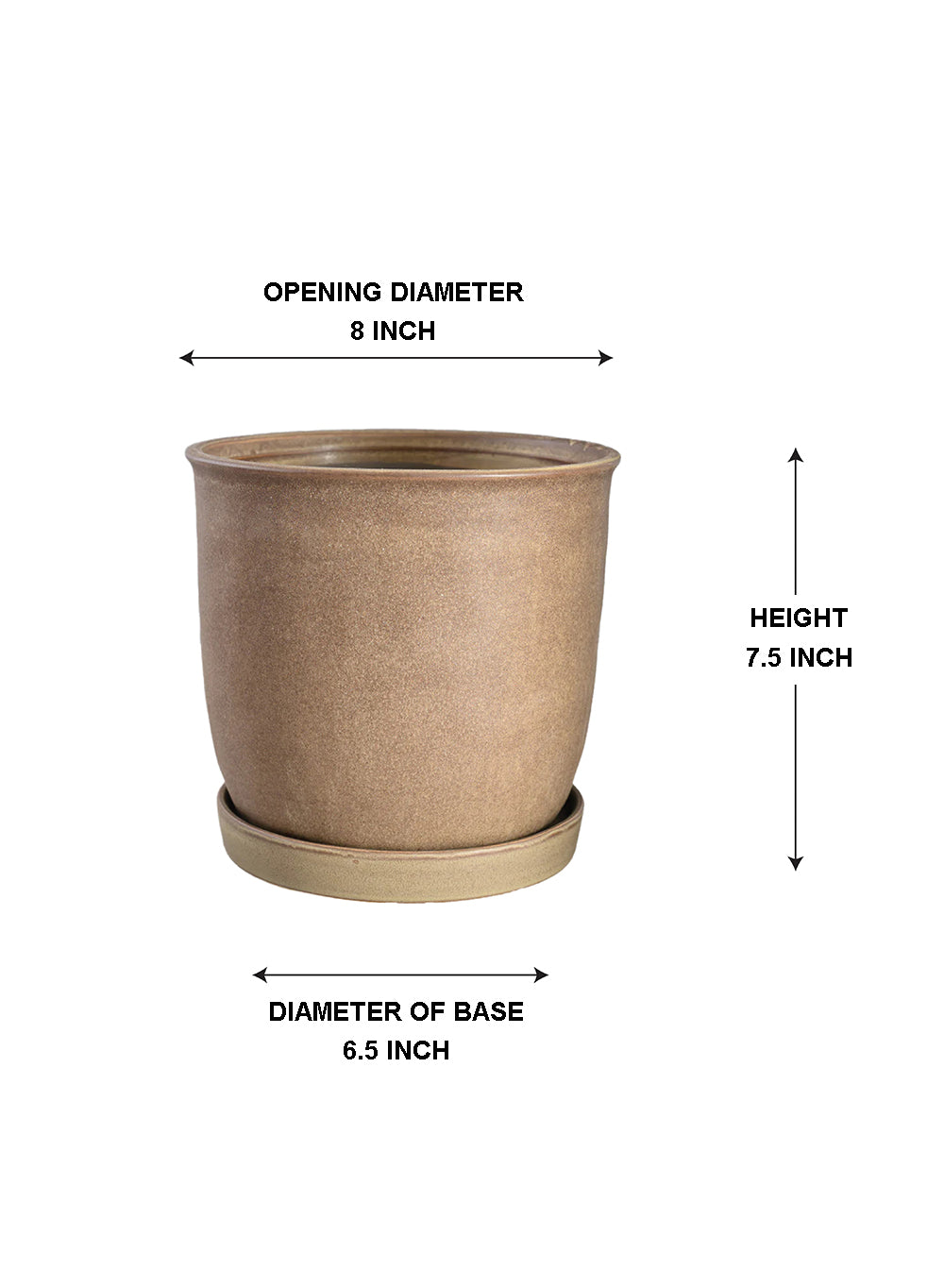 Ceramic Planter with Saucer, Available in 2 Sizes and Colors