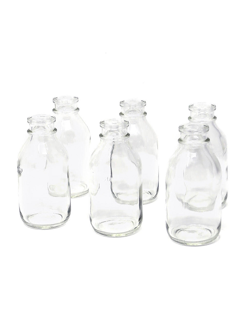 Glass Milk Bottle Bud Vases, 2" Diameter & 4.25" Tall, Pack of 6 & 48