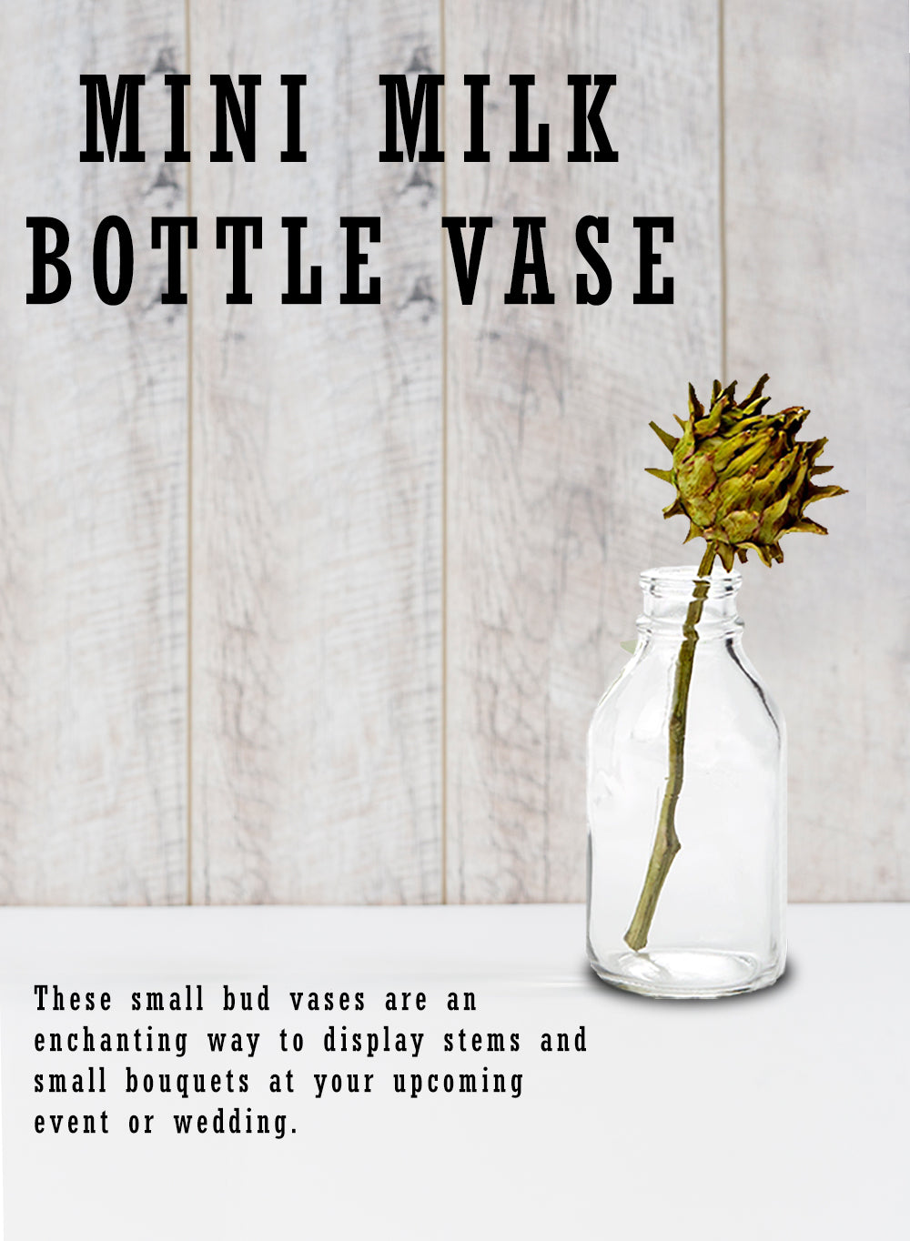 Glass Milk Bottle Bud Vases, 2" Diameter & 4.25" Tall, Pack of 6 & 48