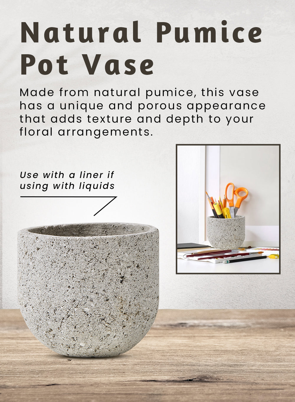 Natural Pumice Stone Vase, in 5 Unique Shapes & Sets