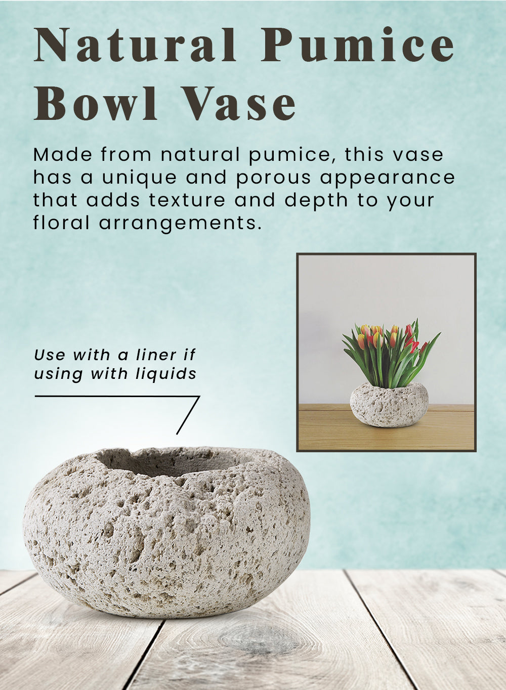 Natural Pumice Stone Vase, in 5 Unique Shapes & Sets