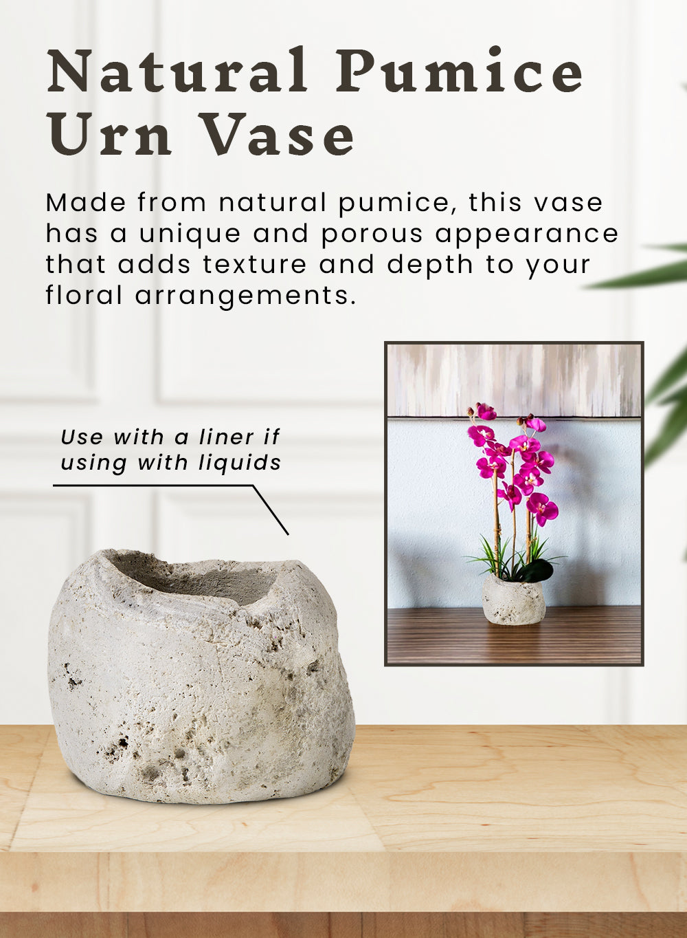 Natural Pumice Stone Vase, in 5 Unique Shapes & Sets