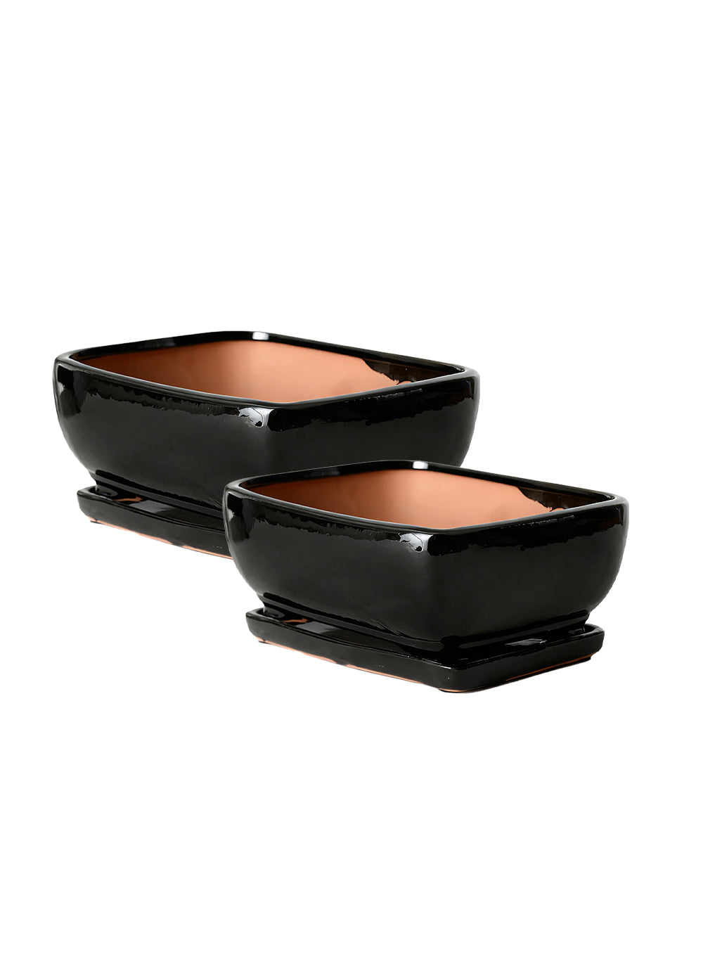 Bundle: Black Ceramic Bonsai Planters (Small - Pack of 1, Medium