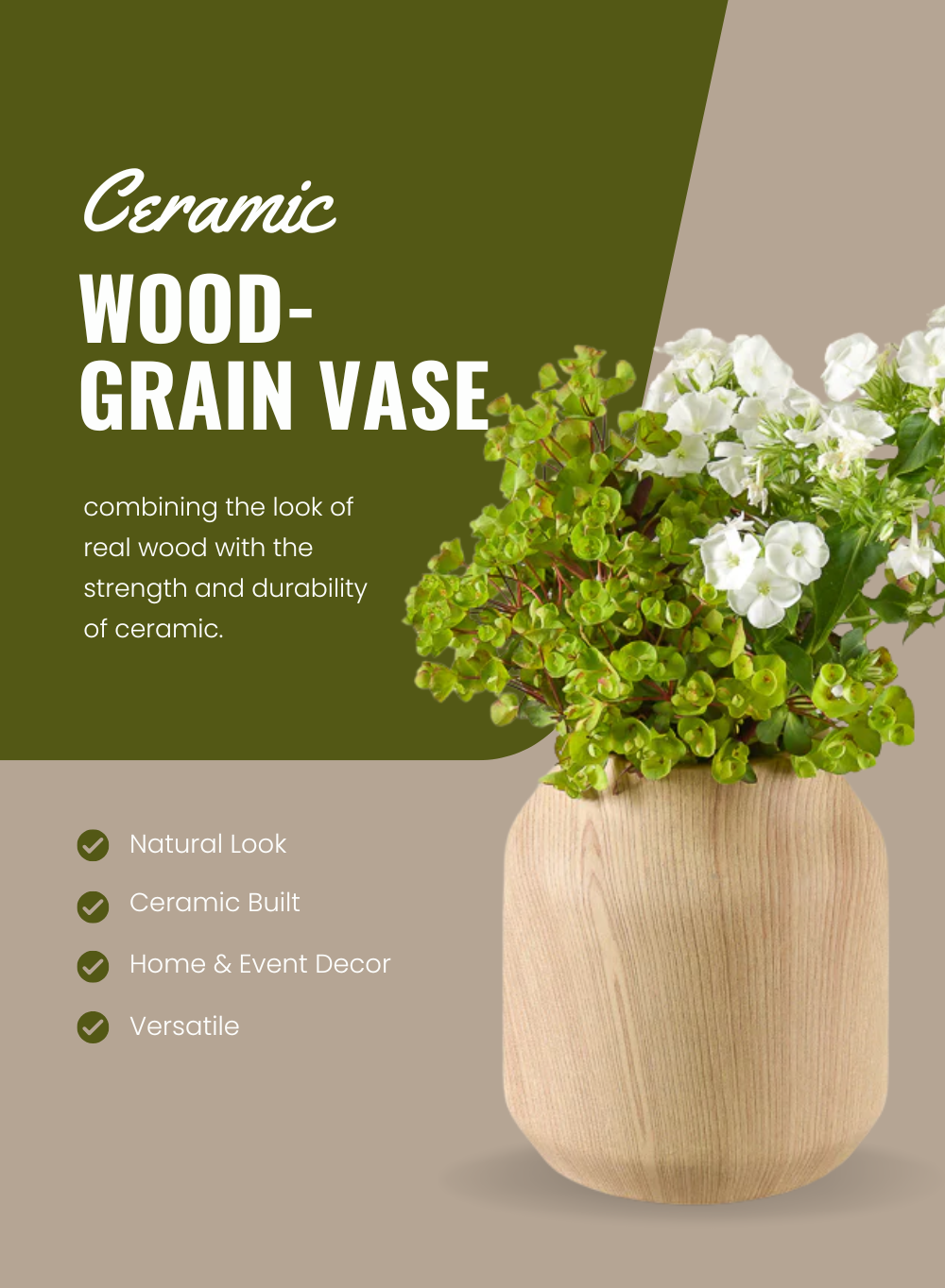 Ceramic Wood-Grain Vase