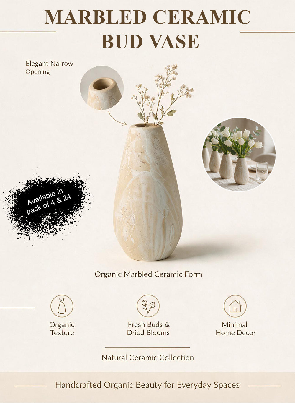 Marbled Ceramic Bud Vase Collection