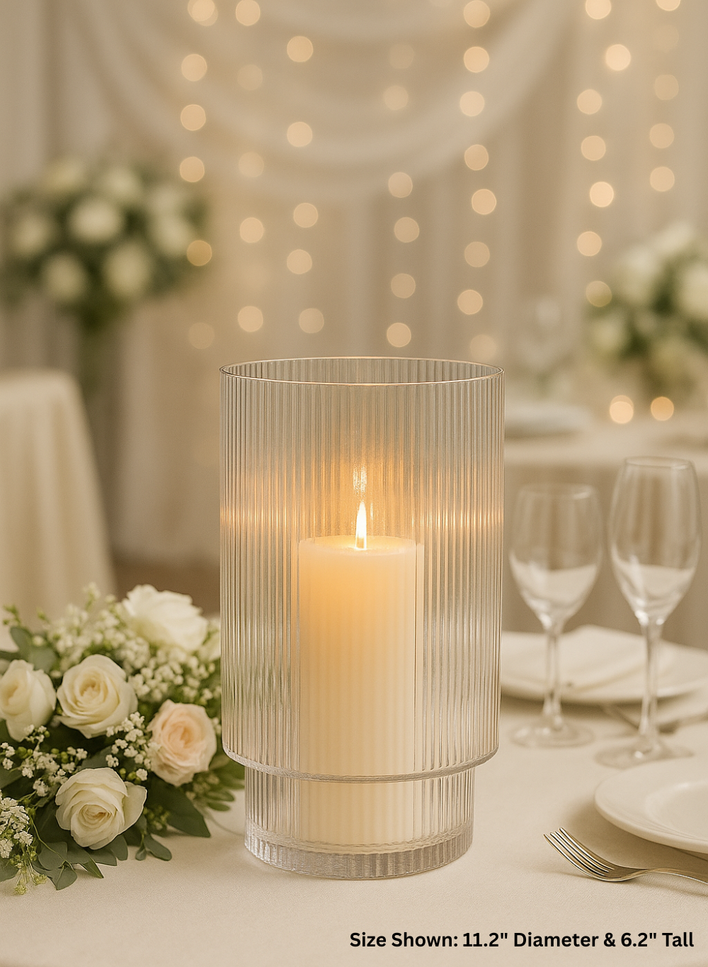 Ribbed Glass Votive Candle Holder, in 3 Colors
