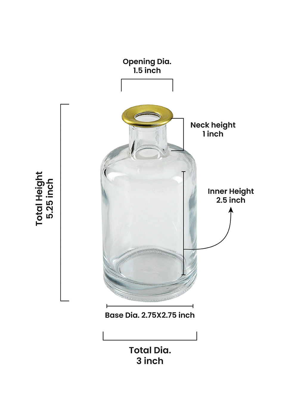 Gold Rimmed Clear Bud Vase, Available in 2 Sets