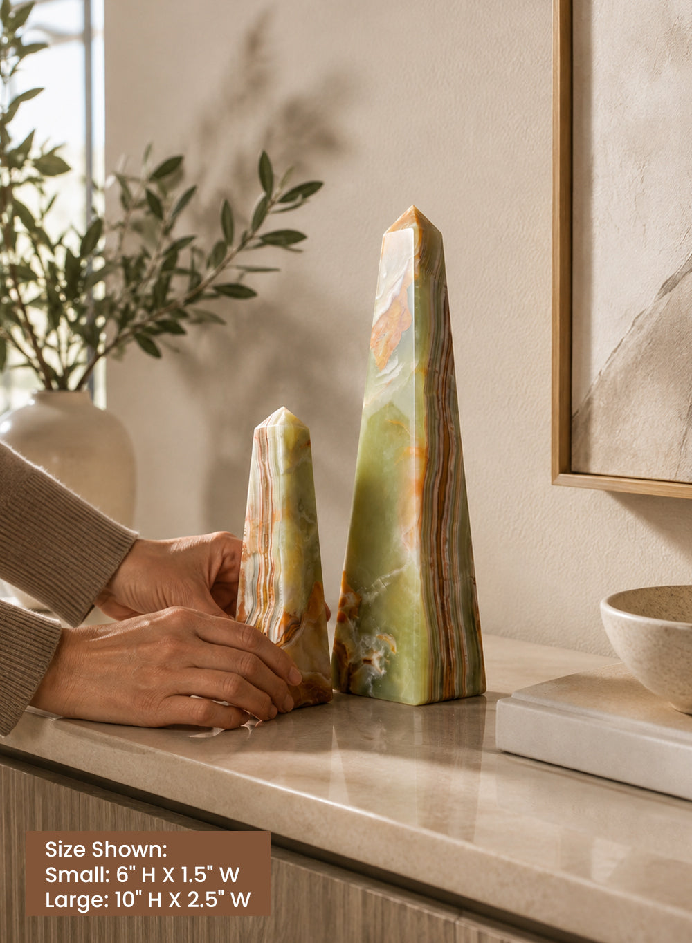 Natural Onyx Obelisk Sculpture Collection