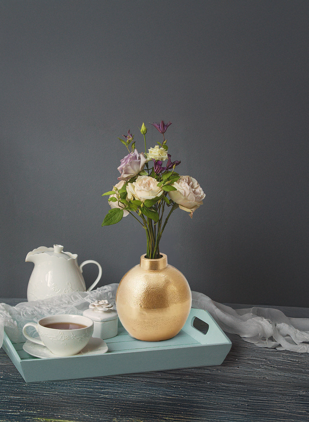 Stylish Gold Floral Bud Vase, Set of 4 and 24, In 3 Shapes