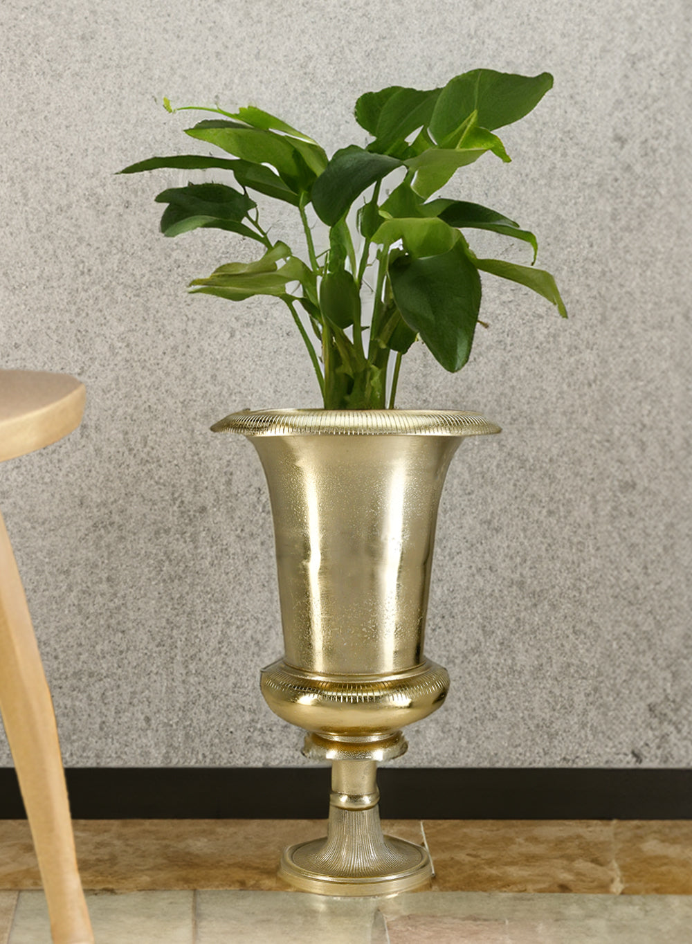 Old Gold Vintage Urn Vase, Ideal for Floral Centerpieces, Home Décor