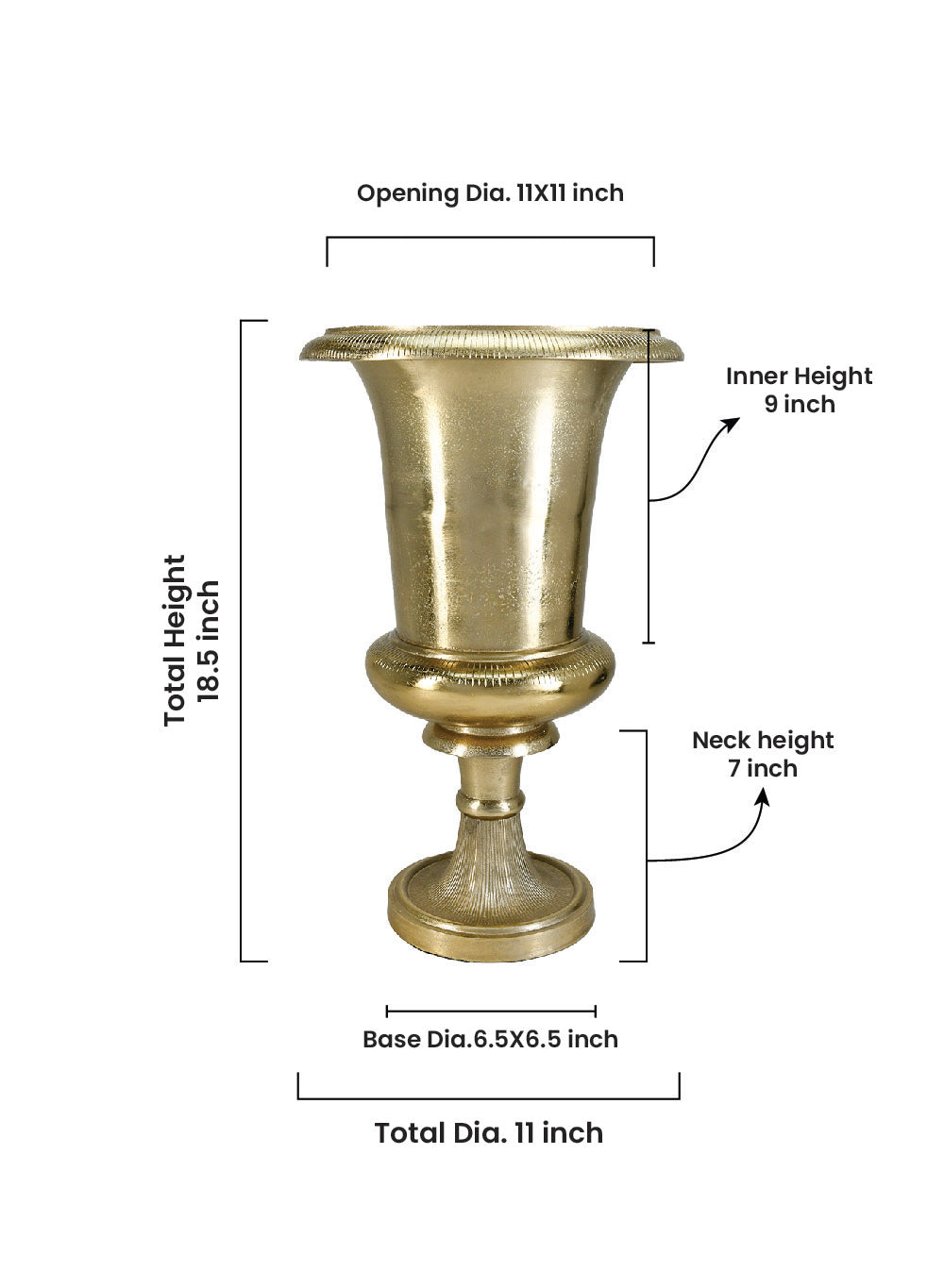 Old Gold Vintage Urn Vase, Ideal for Floral Centerpieces, Home Décor