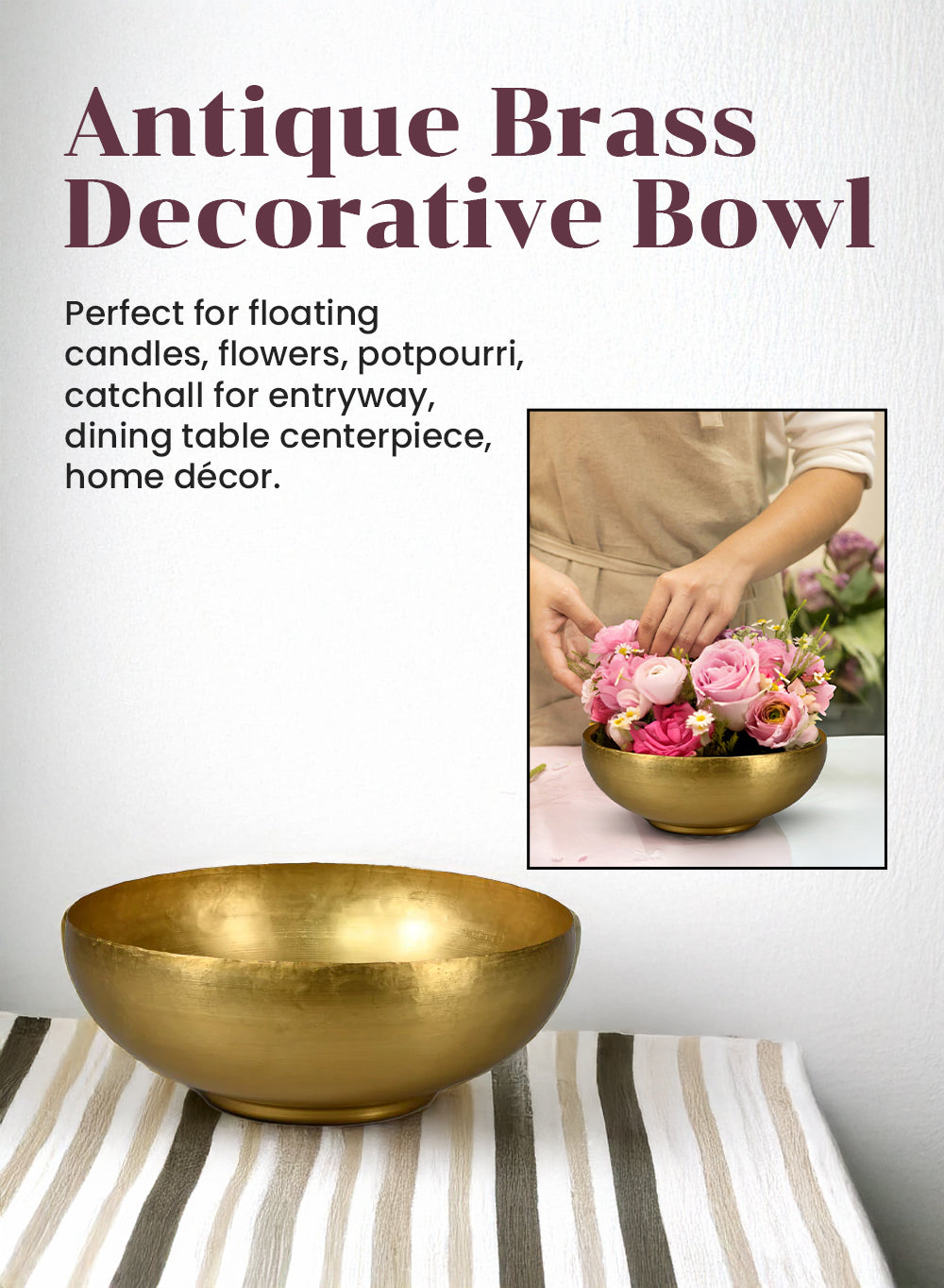 Badarai Brass Bowl, in 2 Sizes and Sets