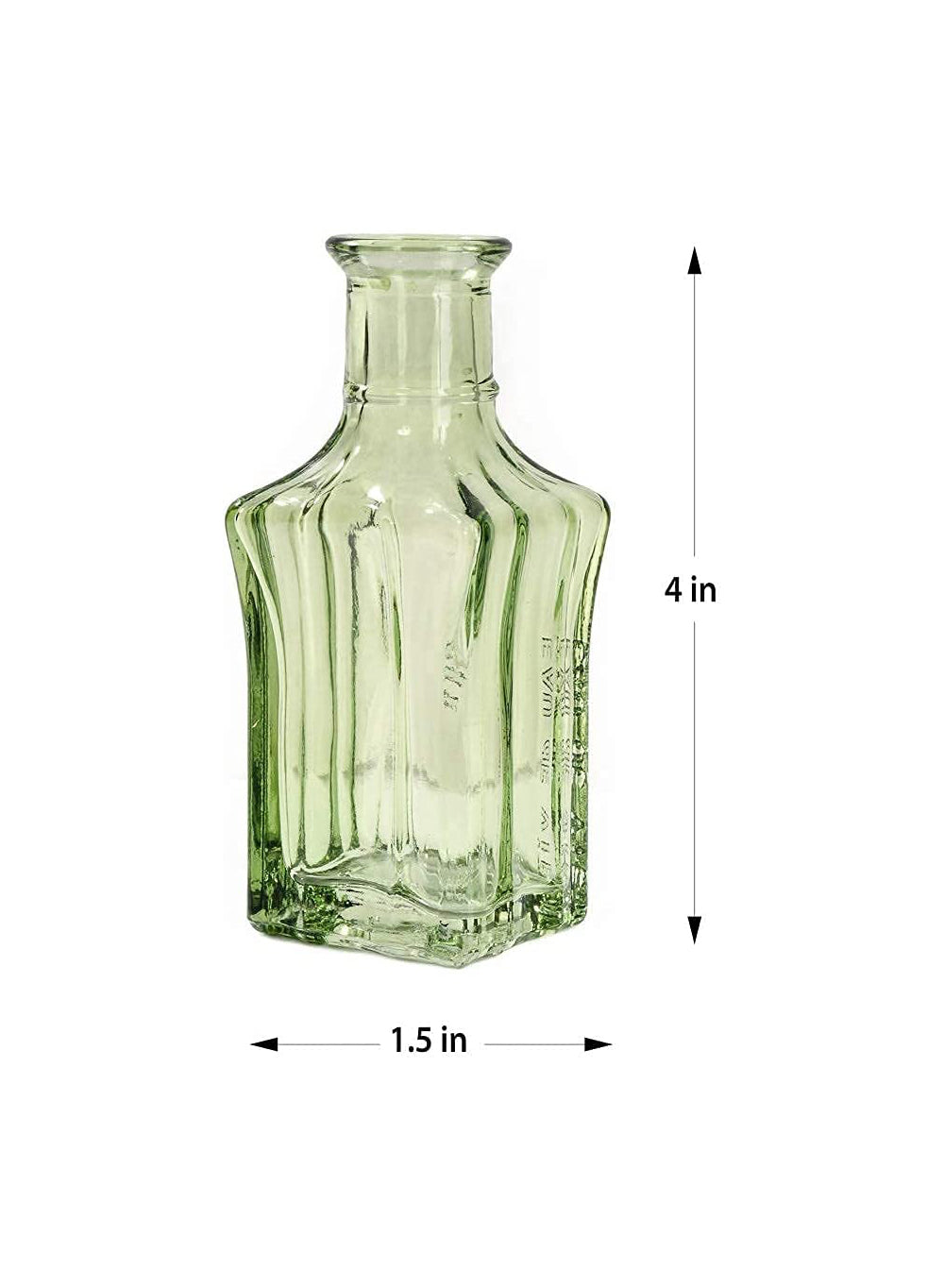 Vintage Green Glass Vase, Set of 6, in 3 Shapes