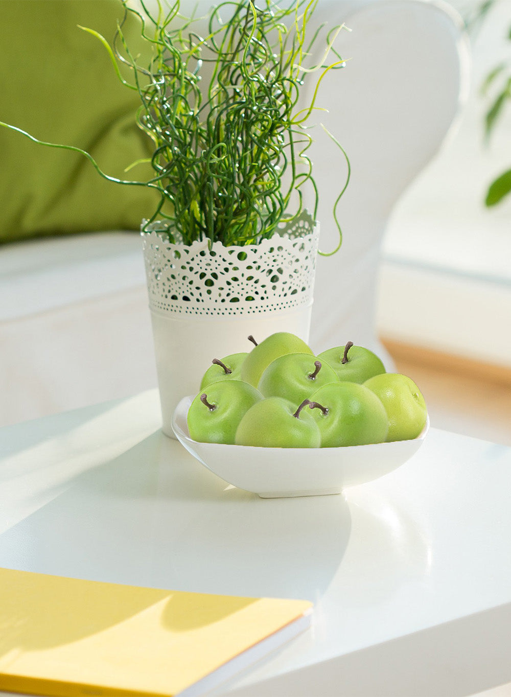 Mini Green Apples, 1.75" Diameter & 1.5" Tall, Set of 24