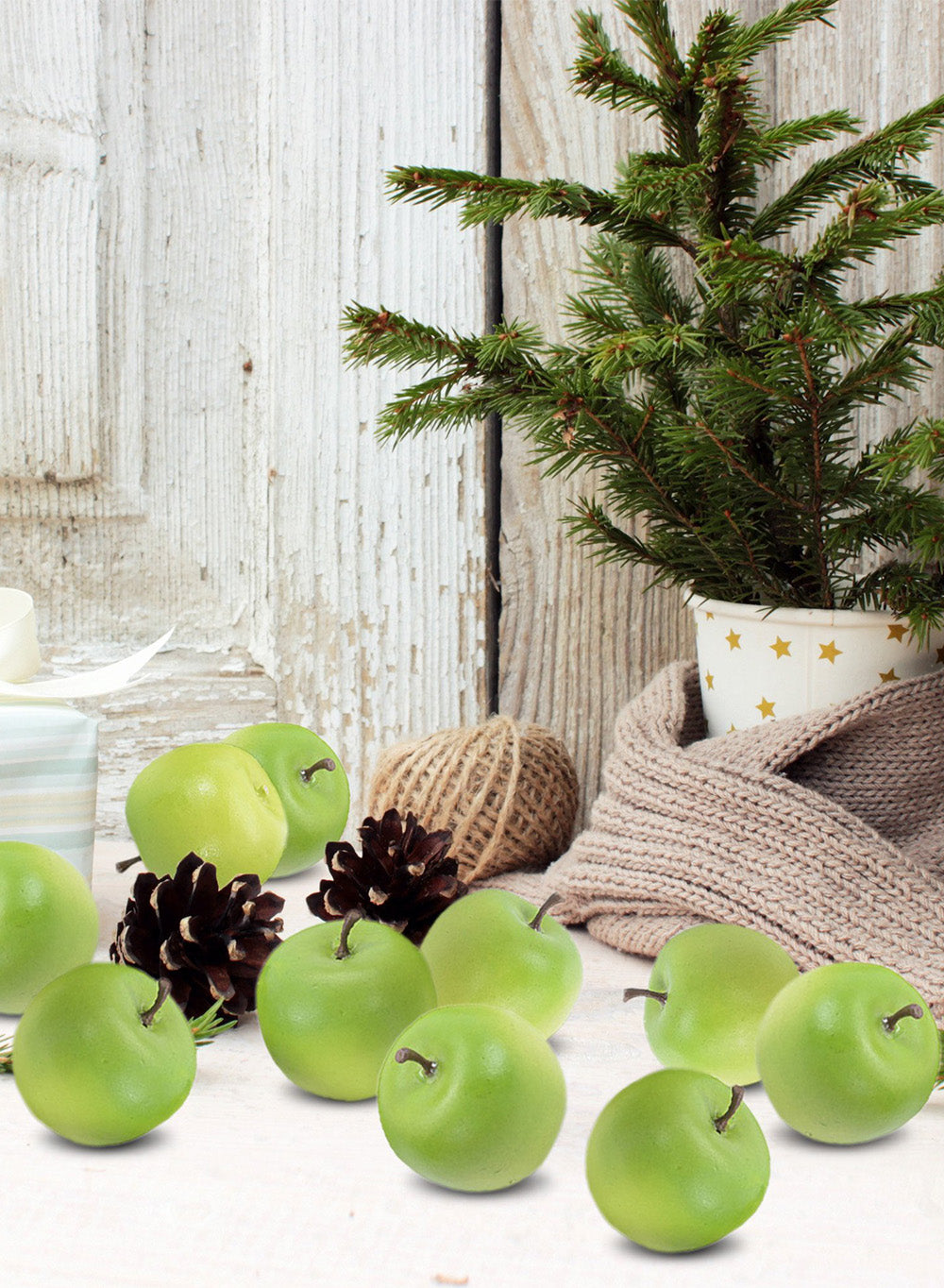 Mini Green Apples, 1.75" Diameter & 1.5" Tall, Set of 24