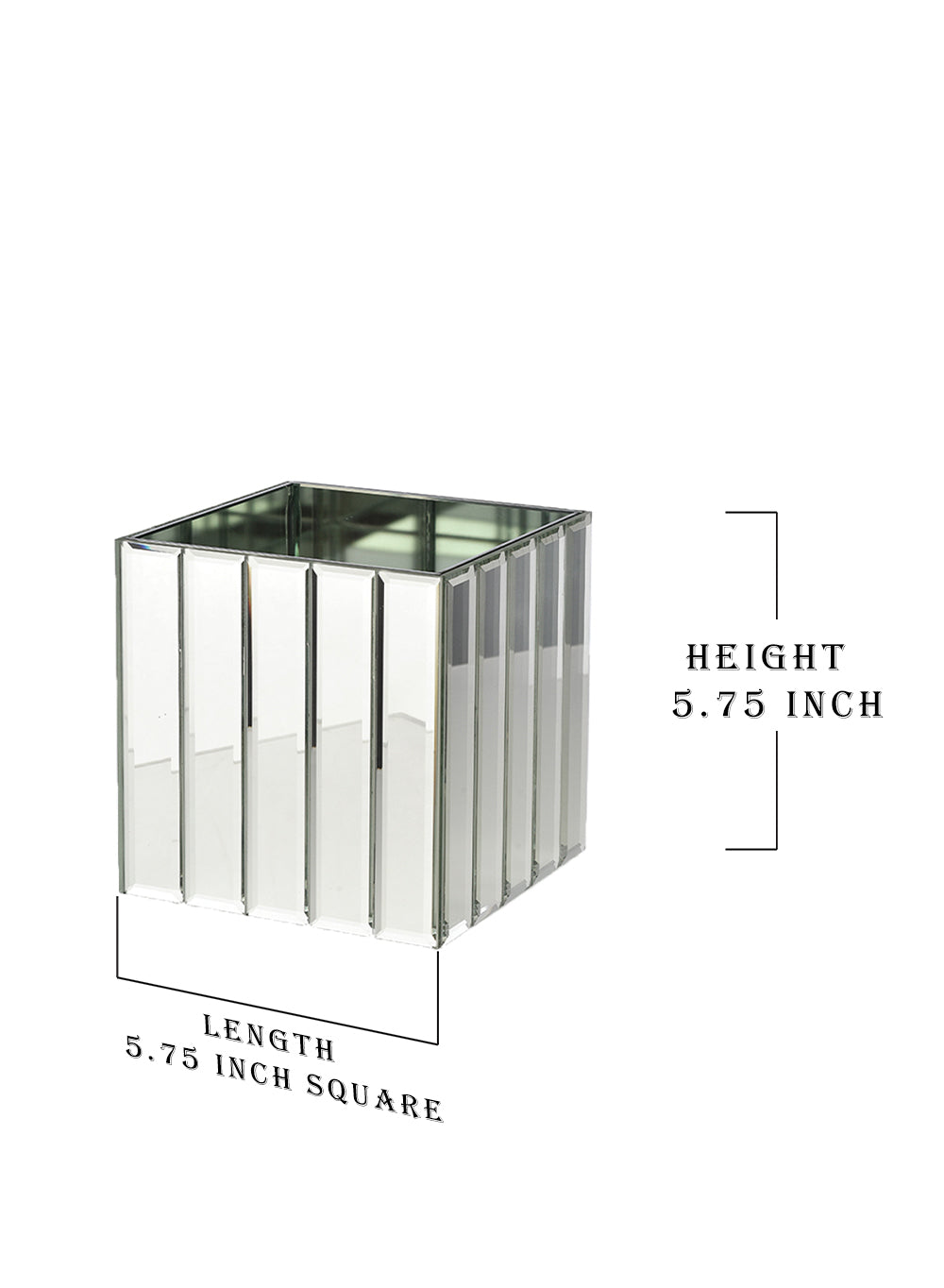 Serene Spaces Living Large Gatsby Mirror Strip Cube Vase, Set of 6 – Art Deco Inspired Glass Vase with Mirror Finish, Measures 5.75” Cube
