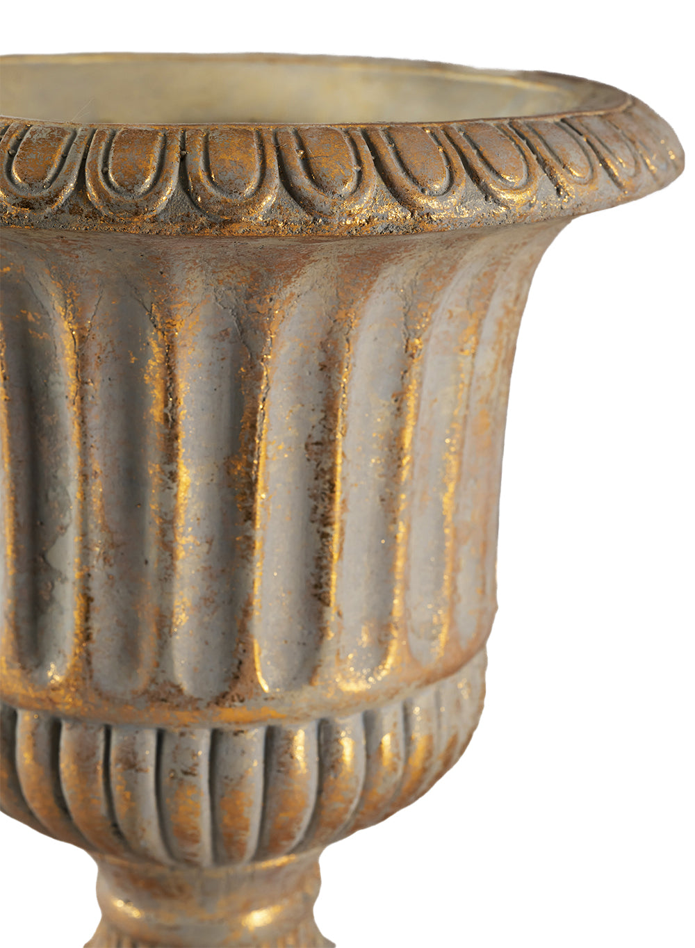Antique Gold Ribbed Cement Urn Vase, Available in 2 Sizes