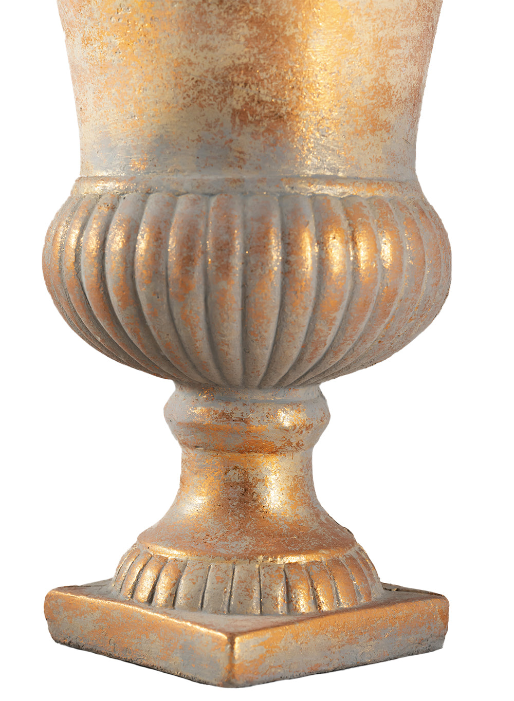 Antique Gold Ribbed Cement Urn Vase, Available in 2 Sizes
