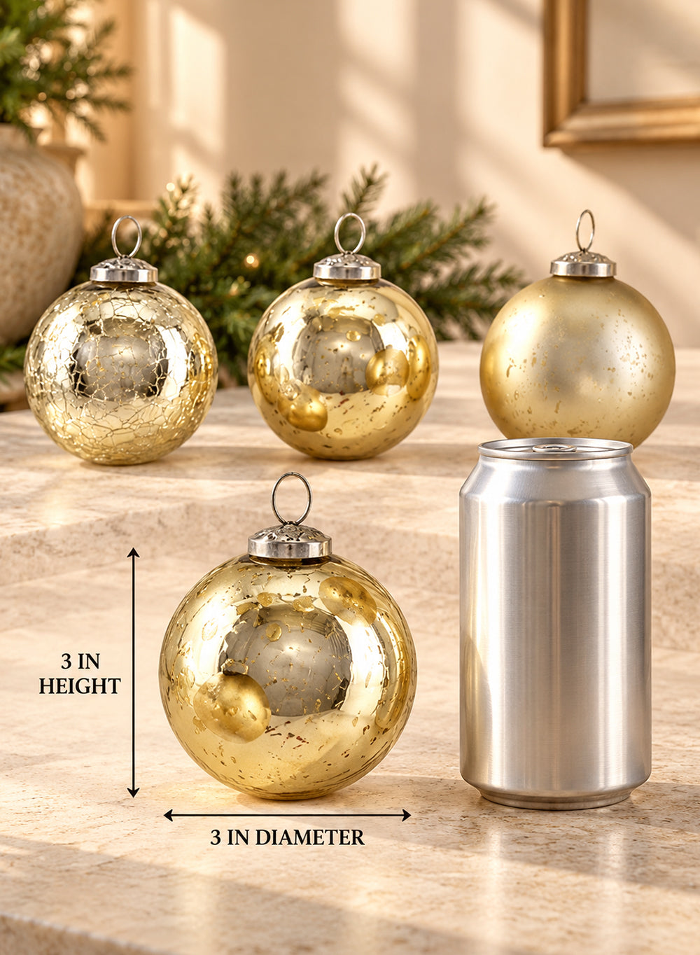 3" Assorted Glass Ball Ornaments Collection