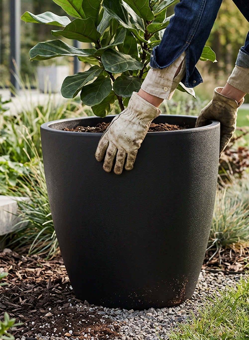 Ebon Tapered PVC Planter Pot Collection