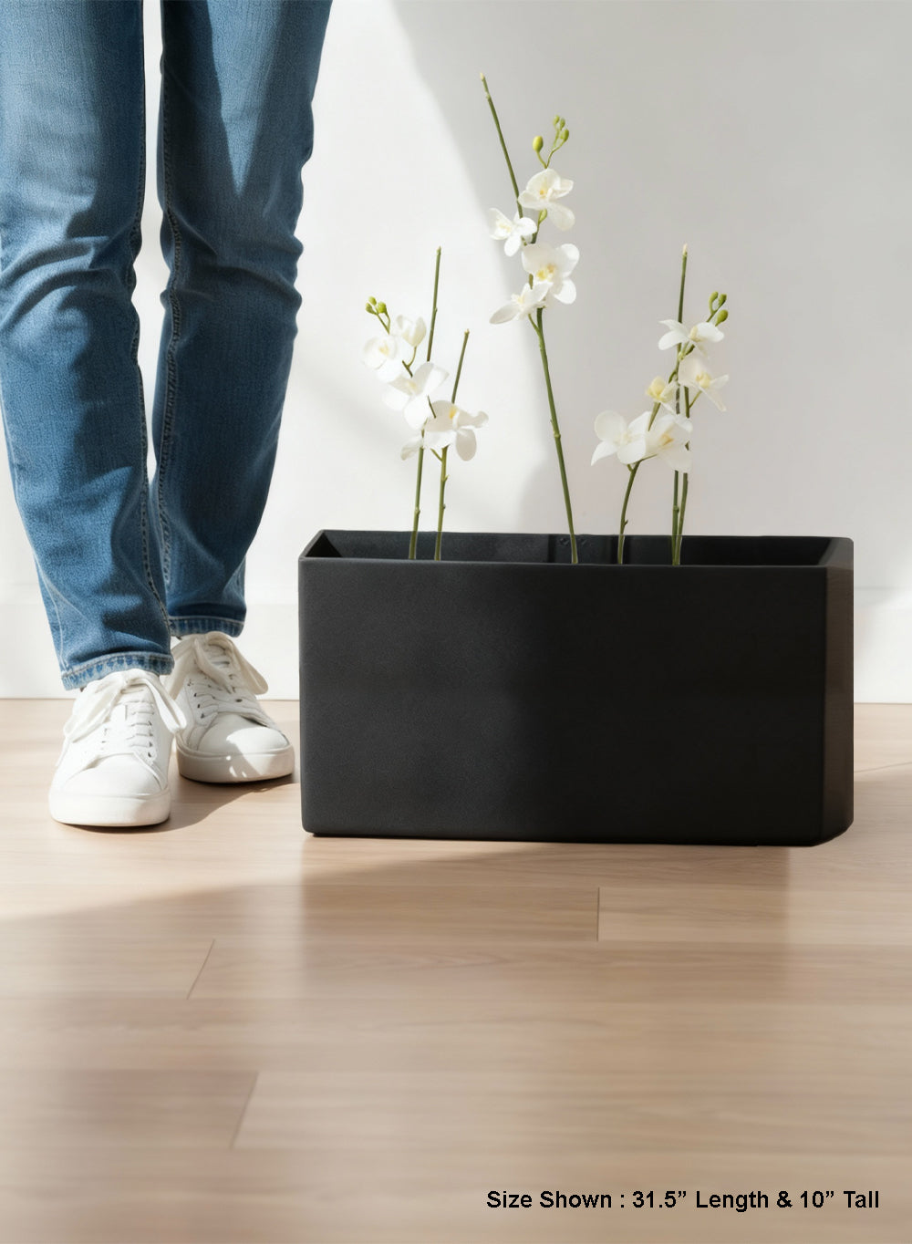 Black Rectangular Lightweight Planter Box, Available in 3 Sizes