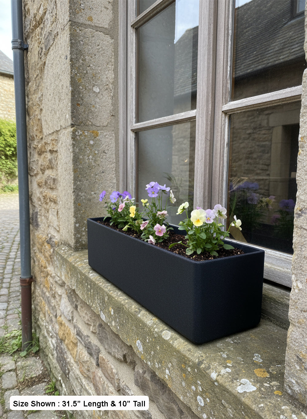 Black Rectangular Lightweight Planter Box, Available in 3 Sizes