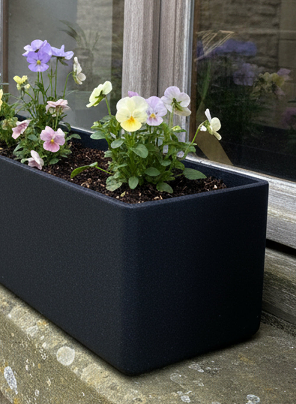 Black Rectangular Lightweight Planter Box, Available in 3 Sizes