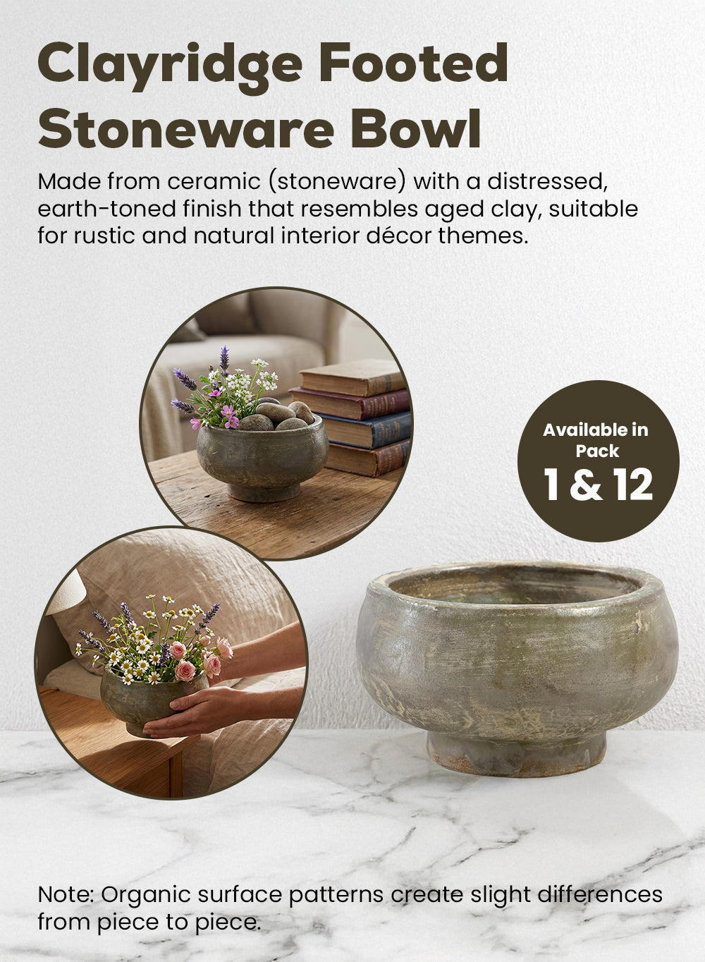 Clayridge Footed Stoneware Bowl Collection